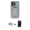 MARSİLYAN™- iPhone 13 Pro Max Kılıf Kozmos Minimal Prime - Siyah 3D Antistatik Hayalet Cam Ekran Koruyucu + Rainbow Kamera Lens Koruma Cam - REGD