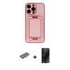 MARSİLYAN™- iPhone 13 Pro Max Kılıf Kozmos Minimal Prime - Siyah 3D Antistatik Hayalet Cam Ekran Koruyucu + Renkli Kamera Lens Koruma Cam - TU