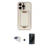 MARSİLYAN™- iPhone 13 Pro Max Kılıf Kozmos Minimal Prime - Siyah 3D Antistatik Hayalet Cam Ekran Koruyucu + Pers Alüminyum Kamera Lens - LT