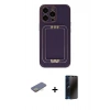 MARSİLYAN™- iPhone 13 Pro Max Kılıf Kozmos Minimal Prime - Siyah 3D Antistatik Hayalet Cam Ekran Koruyucu + Renkli Kamera Lens Koruma Cam - SI