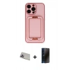 MARSİLYAN™- iPhone 13 Pro Max Kılıf Kozmos Minimal Prime - Siyah 3D Antistatik Hayalet Cam Ekran Koruyucu + Rainbow Kamera Lens Koruma Cam - MR