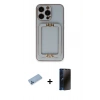 MARSİLYAN™- iPhone 13 Pro Max Kılıf Kozmos Minimal Prime - Siyah 3D Antistatik Hayalet Cam Ekran Koruyucu + Shine Kamera Lens Koruma Cam - MI