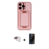 MARSİLYAN™- iPhone 13 Pro Max Kılıf Kozmos Minimal Prime - Siyah 3D Antistatik Hayalet Cam Ekran Koruyucu + Gökkuşağı Pers Alüminyum Kamera Lens
