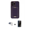 MARSİLYAN™- iPhone 13 Pro Max Kılıf Kozmos Minimal Prime - Siyah 3D Antistatik Hayalet Cam Ekran Koruyucu + Pers Alüminyum Kamera Lens - LT