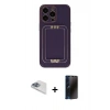 MARSİLYAN™- iPhone 13 Pro Max Kılıf Kozmos Minimal Prime - Siyah 3D Antistatik Hayalet Cam Ekran Koruyucu + Pers Alüminyum Kamera Lens - SABE