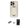 MARSİLYAN™- iPhone 13 Pro Max Kılıf Kozmos Minimal Prime - Siyah 3D Antistatik Hayalet Cam Ekran Koruyucu + Renkli Kamera Lens Koruma Cam - SI