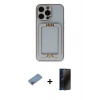 MARSİLYAN™- iPhone 13 Pro Max Kılıf Kozmos Minimal Prime - Siyah 3D Antistatik Hayalet Cam Ekran Koruyucu + Shine Kamera Lens Koruma Cam - PE