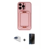 MARSİLYAN™- iPhone 13 Pro Max Kılıf Kozmos Minimal Prime - Siyah 3D Antistatik Hayalet Cam Ekran Koruyucu + Pers Alüminyum Kamera Lens - LT