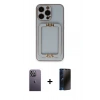MARSİLYAN™- iPhone 13 Pro Max Kılıf Kozmos Minimal Prime - Siyah 3D Antistatik Hayalet Cam Ekran Koruyucu + Neon Fosforlu Kamera Lens - BZ