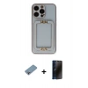 MARSİLYAN™- iPhone 13 Pro Max Kılıf Kozmos Minimal Prime - Siyah 3D Antistatik Hayalet Cam Ekran Koruyucu + Shine Kamera Lens Koruma Cam - GI