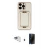 MARSİLYAN™- iPhone 13 Pro Max Kılıf Kozmos Minimal Prime - Siyah 3D Antistatik Hayalet Cam Ekran Koruyucu + Pers Alüminyum Kamera Lens - SABE