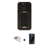 MARSİLYAN™- iPhone 13 Pro Max Kılıf Kozmos Minimal Prime - Siyah 3D Antistatik Hayalet Cam Ekran Koruyucu + Pers Alüminyum Kamera Lens - SABE