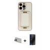 MARSİLYAN™- iPhone 13 Pro Max Kılıf Kozmos Minimal Prime - Siyah 3D Antistatik Hayalet Cam Ekran Koruyucu + Rainbow Kamera Lens Koruma Cam - MR
