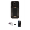 MARSİLYAN™- iPhone 13 Pro Max Kılıf Kozmos Minimal Prime - Siyah 3D Antistatik Hayalet Cam Ekran Koruyucu + Gökkuşağı Pers Alüminyum Kamera Lens