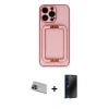 MARSİLYAN™- iPhone 13 Pro Max Kılıf Kozmos Minimal Prime - Siyah 3D Antistatik Hayalet Cam Ekran Koruyucu + Rainbow Kamera Lens Koruma Cam - MI