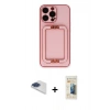 MARSİLYAN™- iPhone 13 Pro Max Kılıf Kozmos Minimal Prime - Siyah 6D Mat Seramik Hayalet Nano Ekran Koruyucu + Pers Alüminyum Kamera Lens - LT