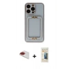 MARSİLYAN™- iPhone 13 Pro Max Kılıf Kozmos Minimal Prime - Siyah 6D Mat Seramik Hayalet Nano Ekran Koruyucu + Pers Alüminyum Kamera Lens - KI