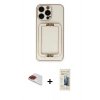 MARSİLYAN™- iPhone 13 Pro Max Kılıf Kozmos Minimal Prime - Siyah 6D Mat Seramik Hayalet Nano Ekran Koruyucu + Pers Alüminyum Kamera Lens - KI