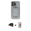 MARSİLYAN™- iPhone 13 Pro Max Kılıf Kozmos Minimal Prime - Siyah Bilvis 3D Cam Ekran Koruyucu + Raze Metal Kamera Lens - GD