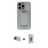 MARSİLYAN™- iPhone 13 Pro Max Kılıf Kozmos Minimal Prime - Siyah Bilvis 3D Cam Ekran Koruyucu + Rainbow Kamera Lens Koruma Cam - KI