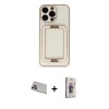 MARSİLYAN™- iPhone 13 Pro Max Kılıf Kozmos Minimal Prime - Siyah Bilvis 3D Cam Ekran Koruyucu + Mor Rainbow Kamera Lens Koruma Cam