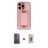 MARSİLYAN™- iPhone 13 Pro Max Kılıf Kozmos Minimal Prime - Siyah Bilvis 3D Cam Ekran Koruyucu + Neon Fosforlu Kamera Lens - BZ
