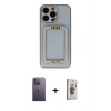 MARSİLYAN™- iPhone 13 Pro Max Kılıf Kozmos Minimal Prime - Siyah Bilvis 3D Cam Ekran Koruyucu + Neon Fosforlu Kamera Lens - BZ