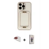 MARSİLYAN™- iPhone 13 Pro Max Kılıf Kozmos Minimal Prime - Siyah Bilvis 3D Cam Ekran Koruyucu + Pers Alüminyum Kamera Lens - KI