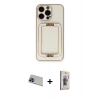 MARSİLYAN™- iPhone 13 Pro Max Kılıf Kozmos Minimal Prime - Siyah Bilvis 3D Cam Ekran Koruyucu + Rainbow Kamera Lens Koruma Cam - MI