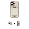 MARSİLYAN™- iPhone 13 Pro Max Kılıf Kozmos Minimal Prime - Siyah Bilvis 3D Cam Ekran Koruyucu + Rainbow Kamera Lens Koruma Cam - REGD