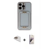 MARSİLYAN™- iPhone 13 Pro Max Kılıf Kozmos Minimal Prime - Siyah Bilvis 3D Mat Cam Ekran Koruyucu + Pers Alüminyum Kamera Lens - GD