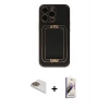MARSİLYAN™- iPhone 13 Pro Max Kılıf Kozmos Minimal Prime - Siyah Bilvis 3D Mat Cam Ekran Koruyucu + Pers Alüminyum Kamera Lens - GD
