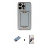 MARSİLYAN™- iPhone 13 Pro Max Kılıf Kozmos Minimal Prime - Siyah Bilvis 3D Mat Cam Ekran Koruyucu + Shine Kamera Lens Koruma Cam - PE
