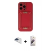 MARSİLYAN™- iPhone 13 Pro Max Kılıf Kozmos Minimal Prime - Siyah Bilvis 3D Mat Cam Ekran Koruyucu + Pers Alüminyum Kamera Lens - LT