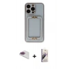 MARSİLYAN™- iPhone 13 Pro Max Kılıf Kozmos Minimal Prime - Siyah Bilvis 3D Mat Cam Ekran Koruyucu + Pers Alüminyum Kamera Lens - GI