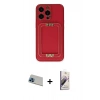 MARSİLYAN™- iPhone 13 Pro Max Kılıf Kozmos Minimal Prime - Siyah Bilvis 3D Mat Cam Ekran Koruyucu + Rainbow Kamera Lens Koruma Cam - MI