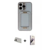 MARSİLYAN™- iPhone 13 Pro Max Kılıf Kozmos Minimal Prime - Siyah Bilvis 3D Mat Cam Ekran Koruyucu + Rainbow Kamera Lens Koruma Cam - BZ