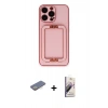 MARSİLYAN™- iPhone 13 Pro Max Kılıf Kozmos Minimal Prime - Siyah Bilvis 3D Mat Cam Ekran Koruyucu + Renkli Kamera Lens Koruma Cam - SI