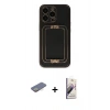MARSİLYAN™- iPhone 13 Pro Max Kılıf Kozmos Minimal Prime - Siyah Bilvis 3D Mat Cam Ekran Koruyucu + Renkli Kamera Lens Koruma Cam - SI