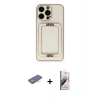 MARSİLYAN™- iPhone 13 Pro Max Kılıf Kozmos Minimal Prime - Siyah Bilvis 3D Mat Cam Ekran Koruyucu + Renkli Kamera Lens Koruma Cam - TU