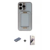 MARSİLYAN™- iPhone 13 Pro Max Kılıf Kozmos Minimal Prime - Siyah Bilvis 3D Mat Cam Ekran Koruyucu + Renkli Kamera Lens Koruma Cam - YL