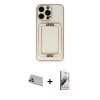 MARSİLYAN™- iPhone 13 Pro Max Kılıf Kozmos Minimal Prime - Siyah Bilvis 3D Mat Cam Ekran Koruyucu + Rose Gold Rainbow Kamera Lens Koruma Cam