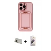 MARSİLYAN™- iPhone 13 Pro Max Kılıf Kozmos Minimal Prime - Siyah Bilvis 3D Mat Cam Ekran Koruyucu + Rose Gold Rainbow Kamera Lens Koruma Cam