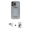 MARSİLYAN™- iPhone 13 Pro Max Kılıf Kozmos Minimal Prime - Siyah Bilvis 3D Mat Cam Ekran Koruyucu + Pers Alüminyum Kamera Lens - SABE