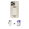 MARSİLYAN™- iPhone 13 Pro Max Kılıf Kozmos Minimal Prime - Siyah Bilvis 5in1 3D Magic Cam Ekran Koruyucu + Shine Kamera Lens - GD