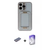 MARSİLYAN™- iPhone 13 Pro Max Kılıf Kozmos Minimal Prime - Siyah Bilvis 5in1 3D Magic Cam Ekran Koruyucu + Renkli Kamera Lens Koruma Cam - PE
