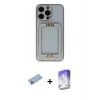 MARSİLYAN™- iPhone 13 Pro Max Kılıf Kozmos Minimal Prime - Siyah Bilvis 5in1 3D Magic Cam Ekran Koruyucu + Shine Kamera Lens Koruma Cam - MI