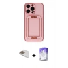 MARSİLYAN™- iPhone 13 Pro Max Kılıf Kozmos Minimal Prime - Siyah Bilvis 5in1 3D Magic Cam Ekran Koruyucu + Pers Alüminyum Kamera Lens - GD