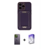 MARSİLYAN™- iPhone 13 Pro Max Kılıf Kozmos Minimal Prime - Siyah Bilvis 5in1 3D Magic Cam Ekran Koruyucu + Neon Fosforlu Kamera Lens - YL