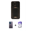 MARSİLYAN™- iPhone 13 Pro Max Kılıf Kozmos Minimal Prime - Siyah Bilvis 5in1 3D Magic Cam Ekran Koruyucu + Neon Fosforlu Kamera Lens - MI